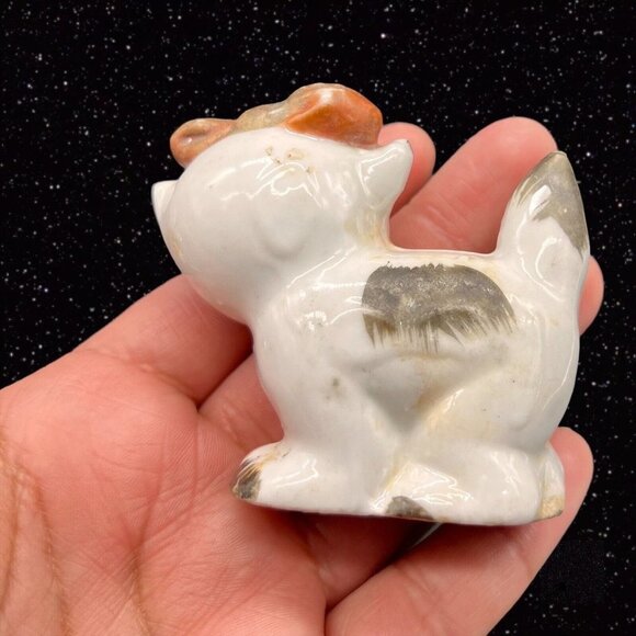 Vintage Ceramic Minis Kitschy Critter Kitty Cat Figurine Attitude W Red Bow 2”T - Picture 5 of 9